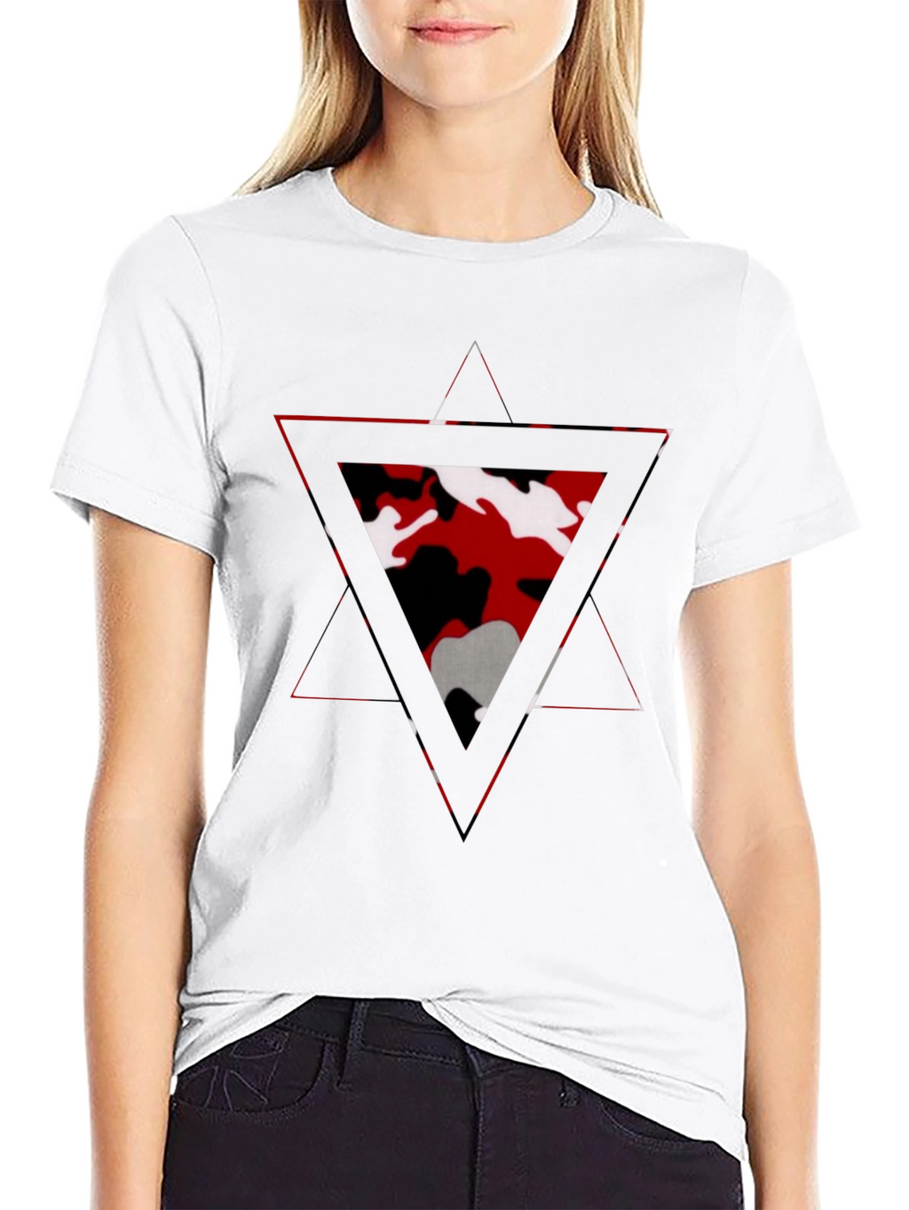 Geometric Camo Triangle Mens Black T-Shirt