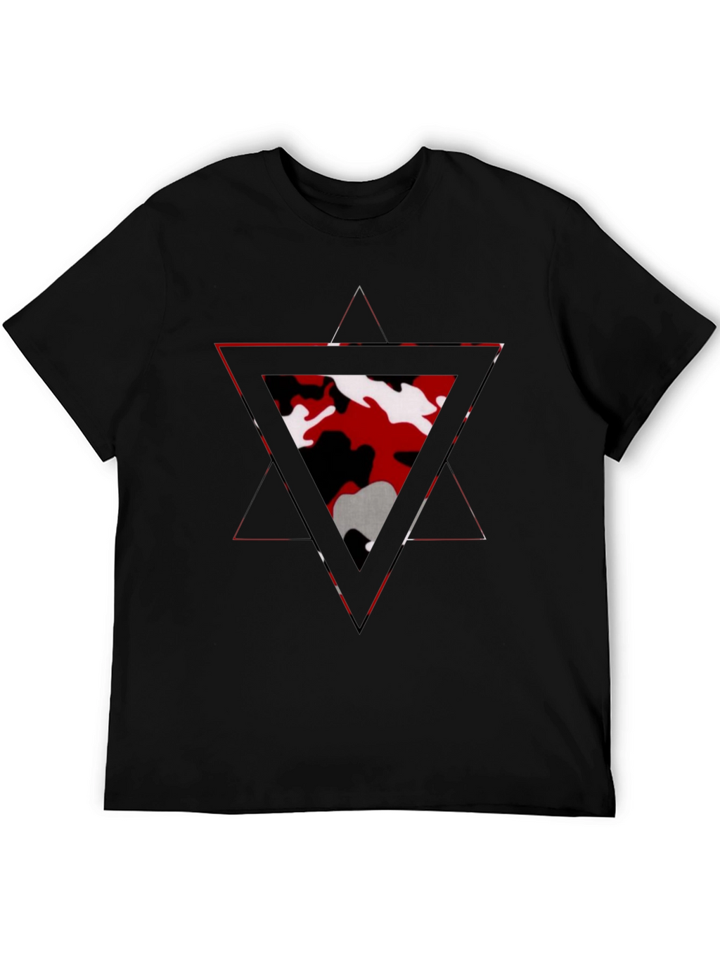 Geometric Camo Triangle Mens Black T-Shirt