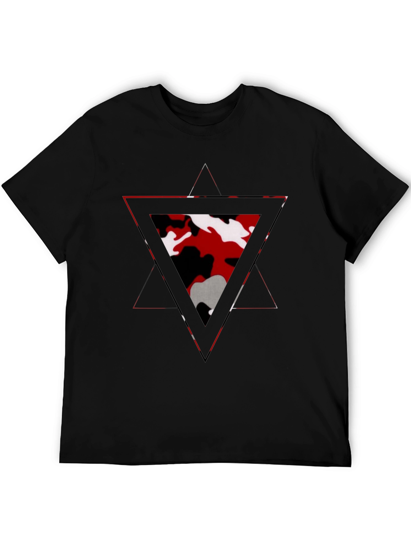 Geometric Camo Triangle Mens Black T-Shirt