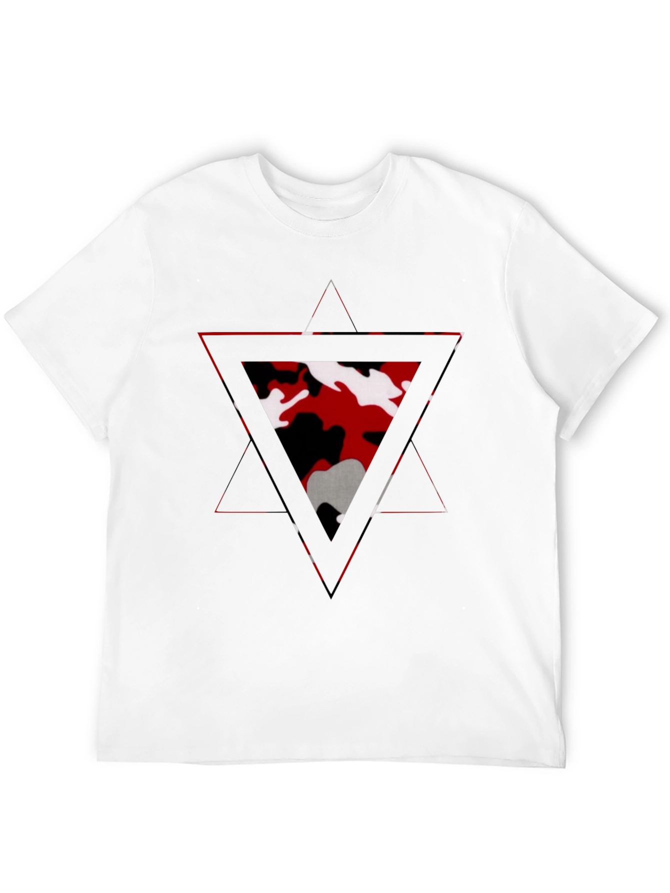 Geometric Camo Triangle Mens Black T-Shirt