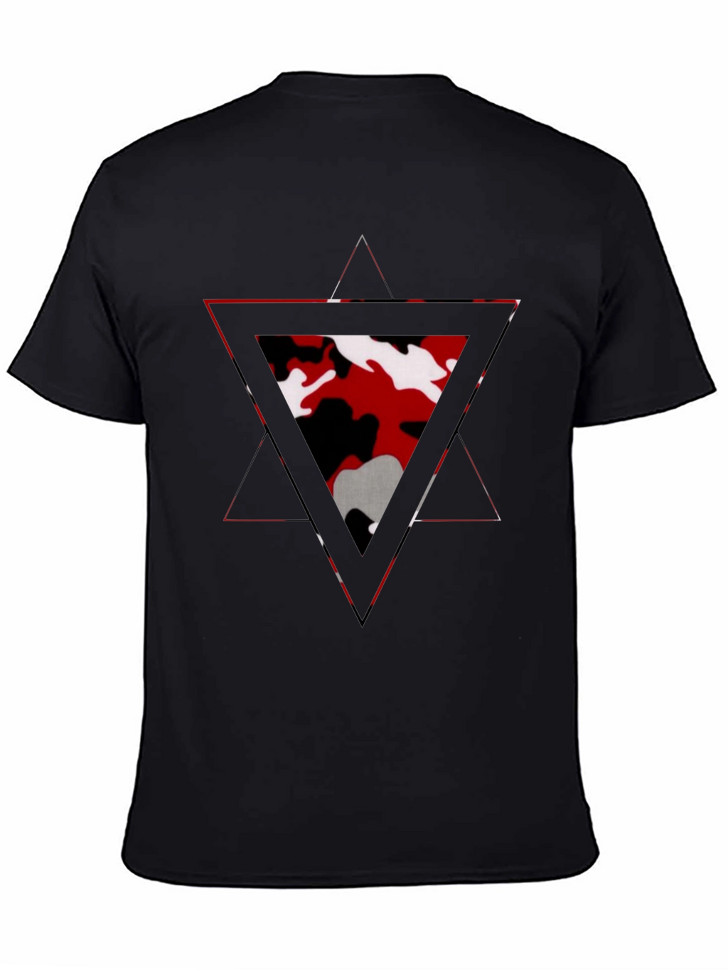 Geometric Camo Triangle Mens Black T-Shirt