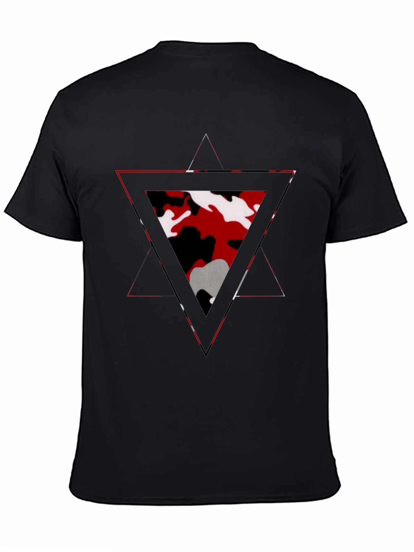 Geometric Camo Triangle Mens Black T-Shirt