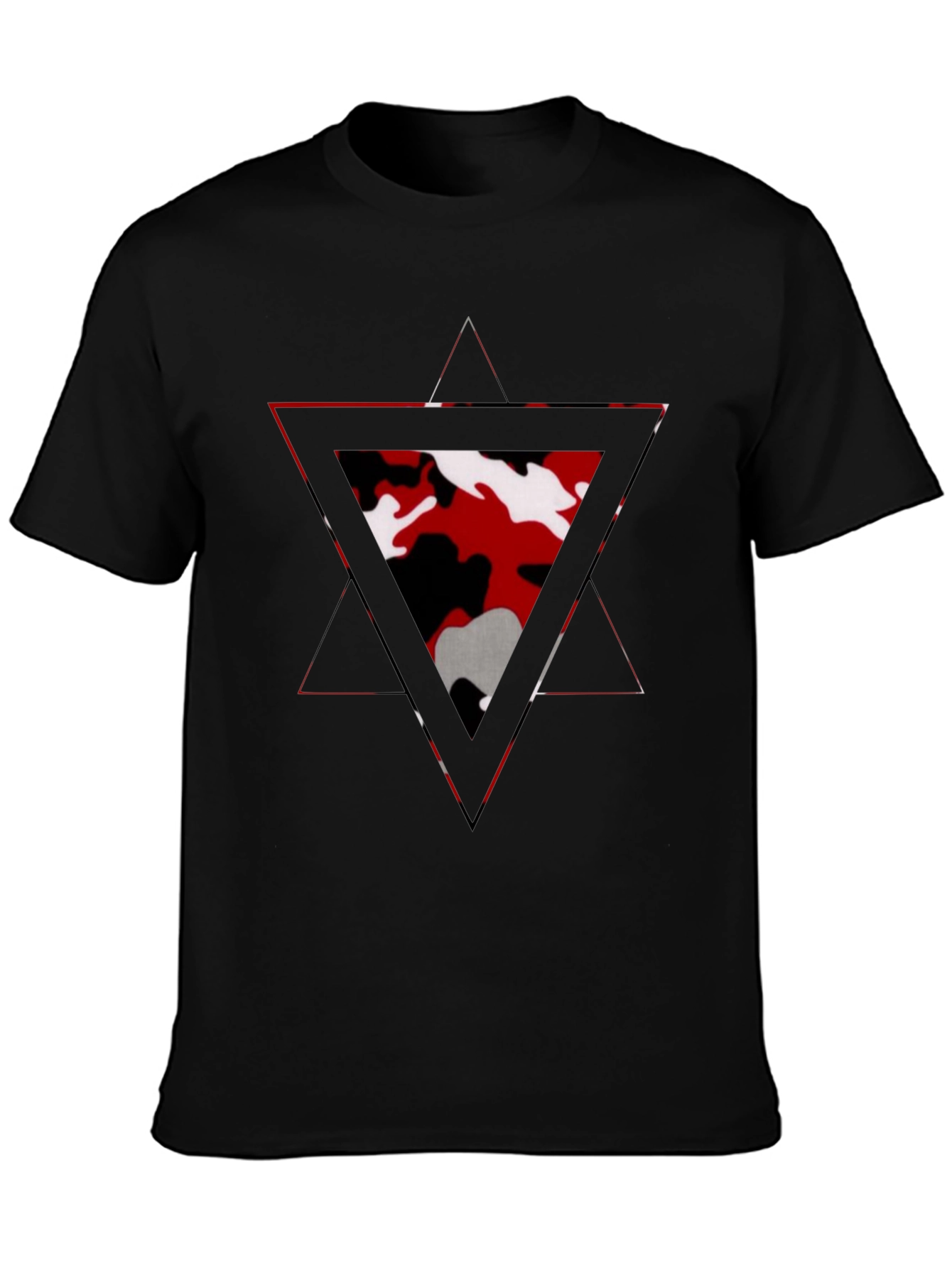 Geometric Camo Triangle Mens Black T-Shirt
