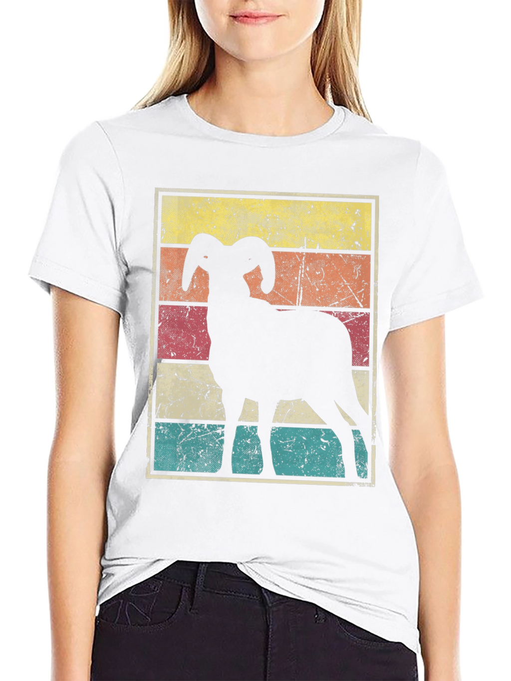Retro Ram Graphic Tee - Black Cotton Blend
