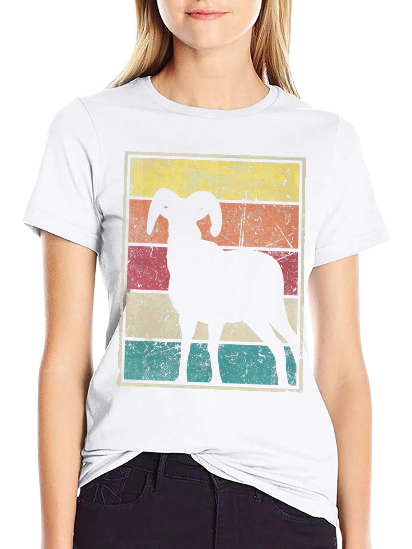 Retro Ram Graphic Tee - Black Cotton Blend