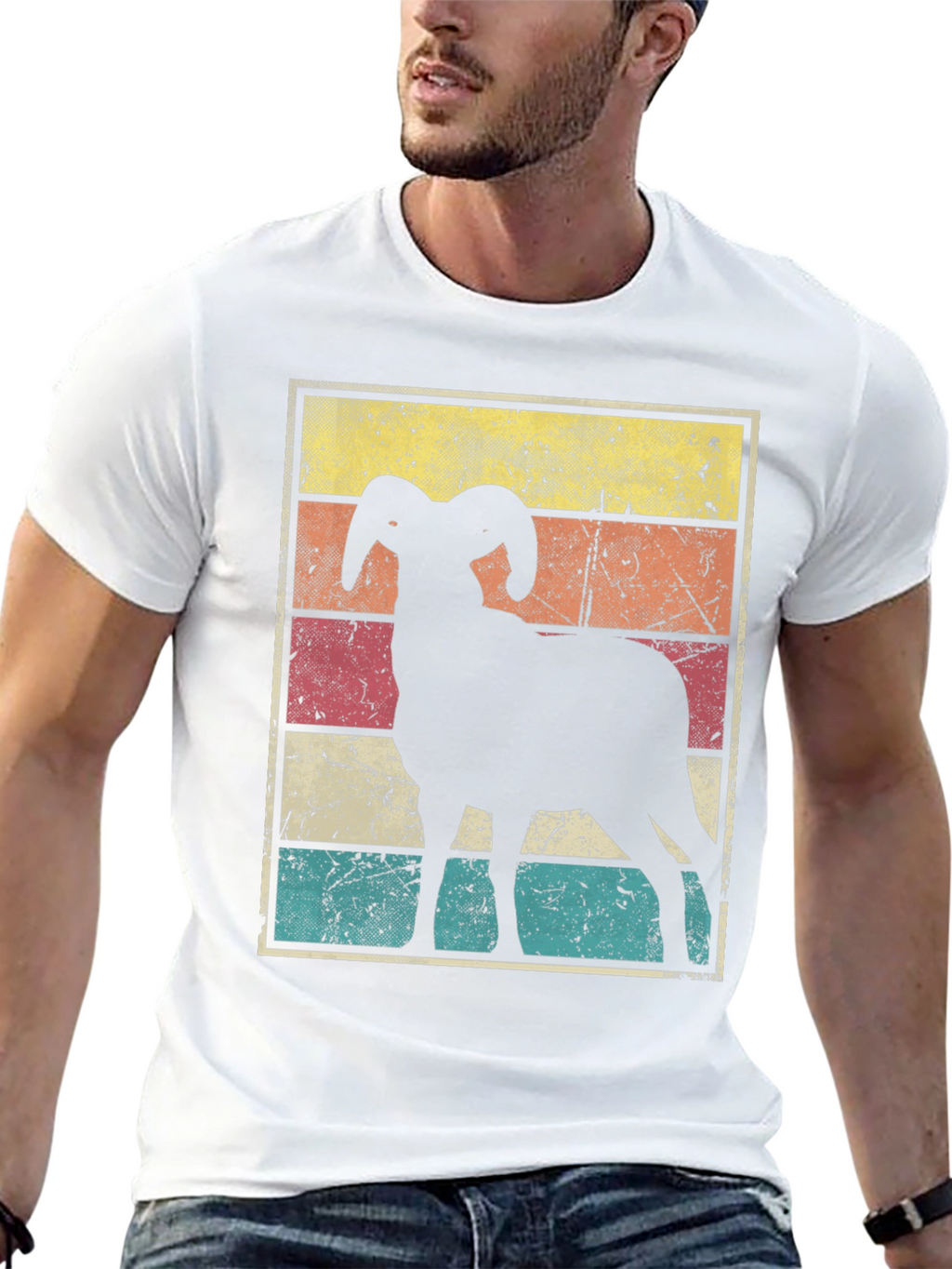 Retro Ram Graphic Tee - Black Cotton Blend
