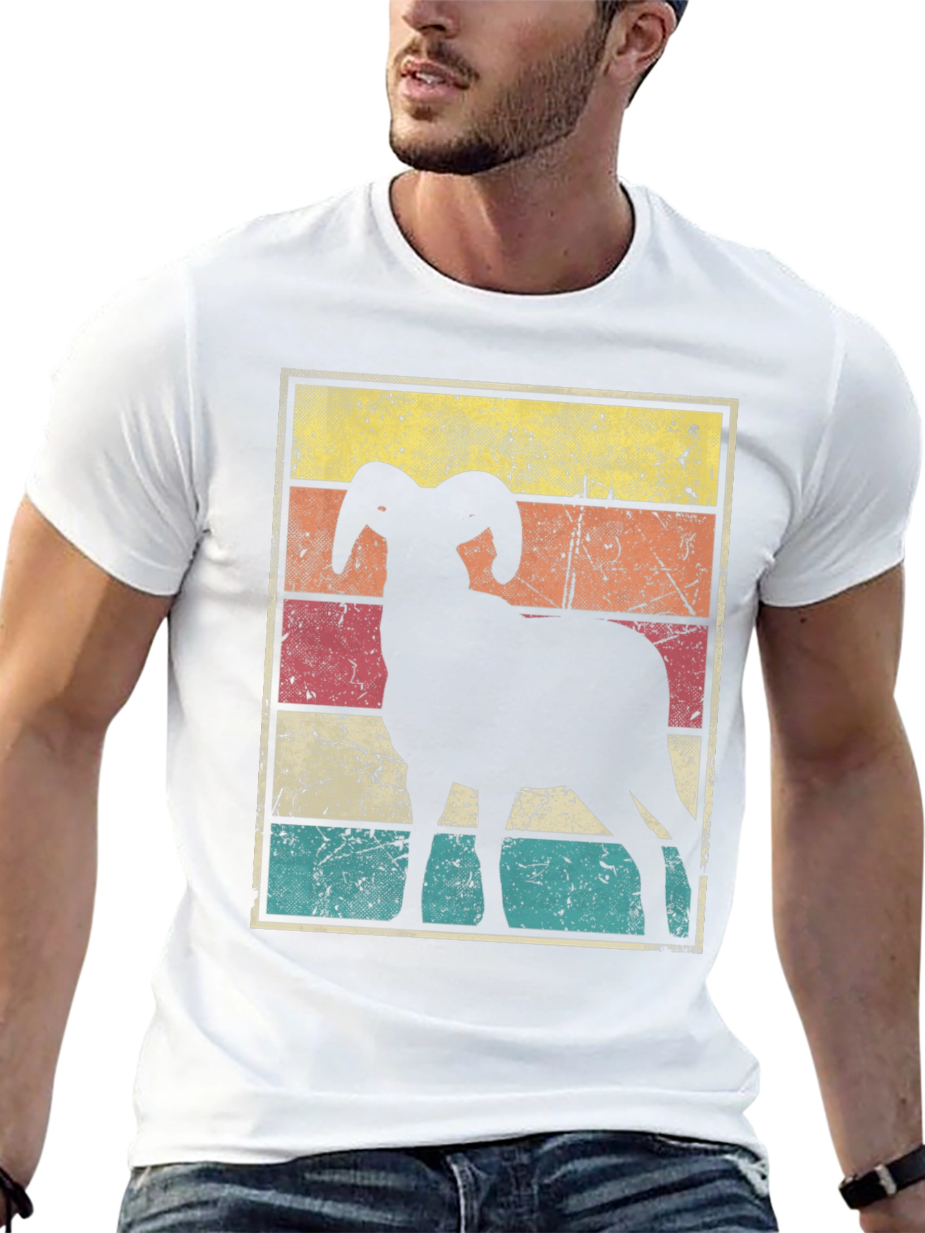 Retro Ram Graphic Tee - Black Cotton Blend