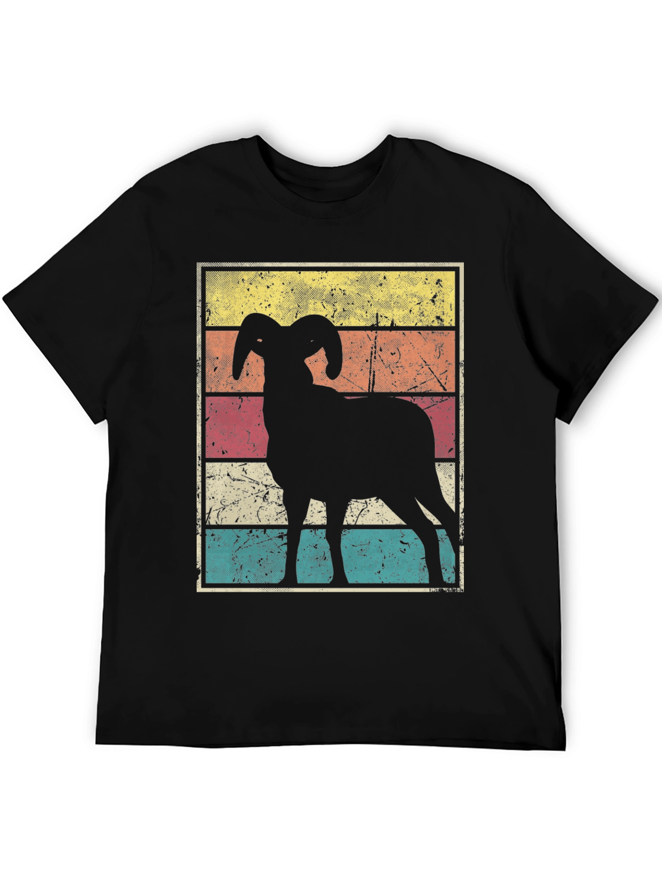 Retro Ram Graphic Tee - Black Cotton Blend