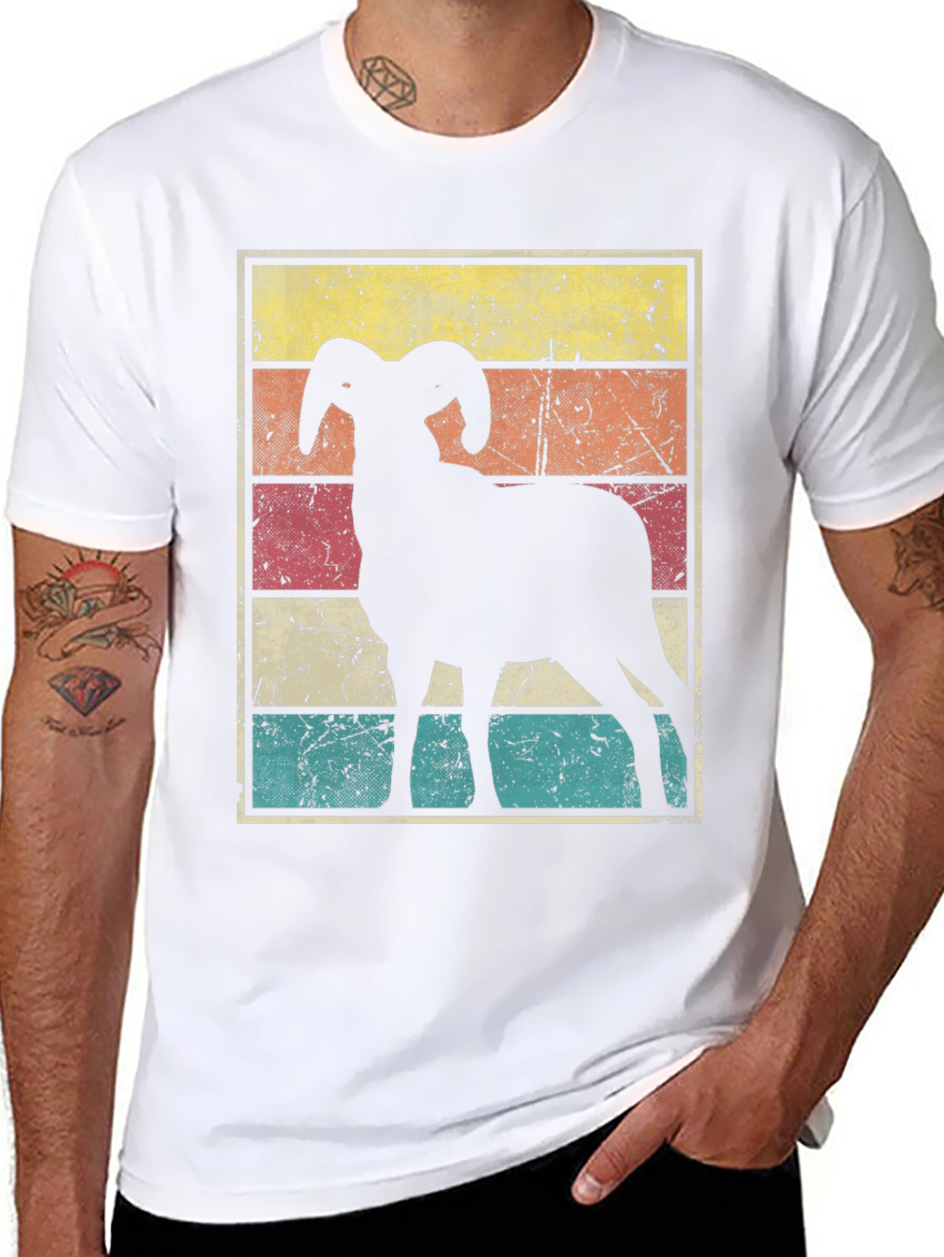 Retro Ram Graphic Tee - Black Cotton Blend