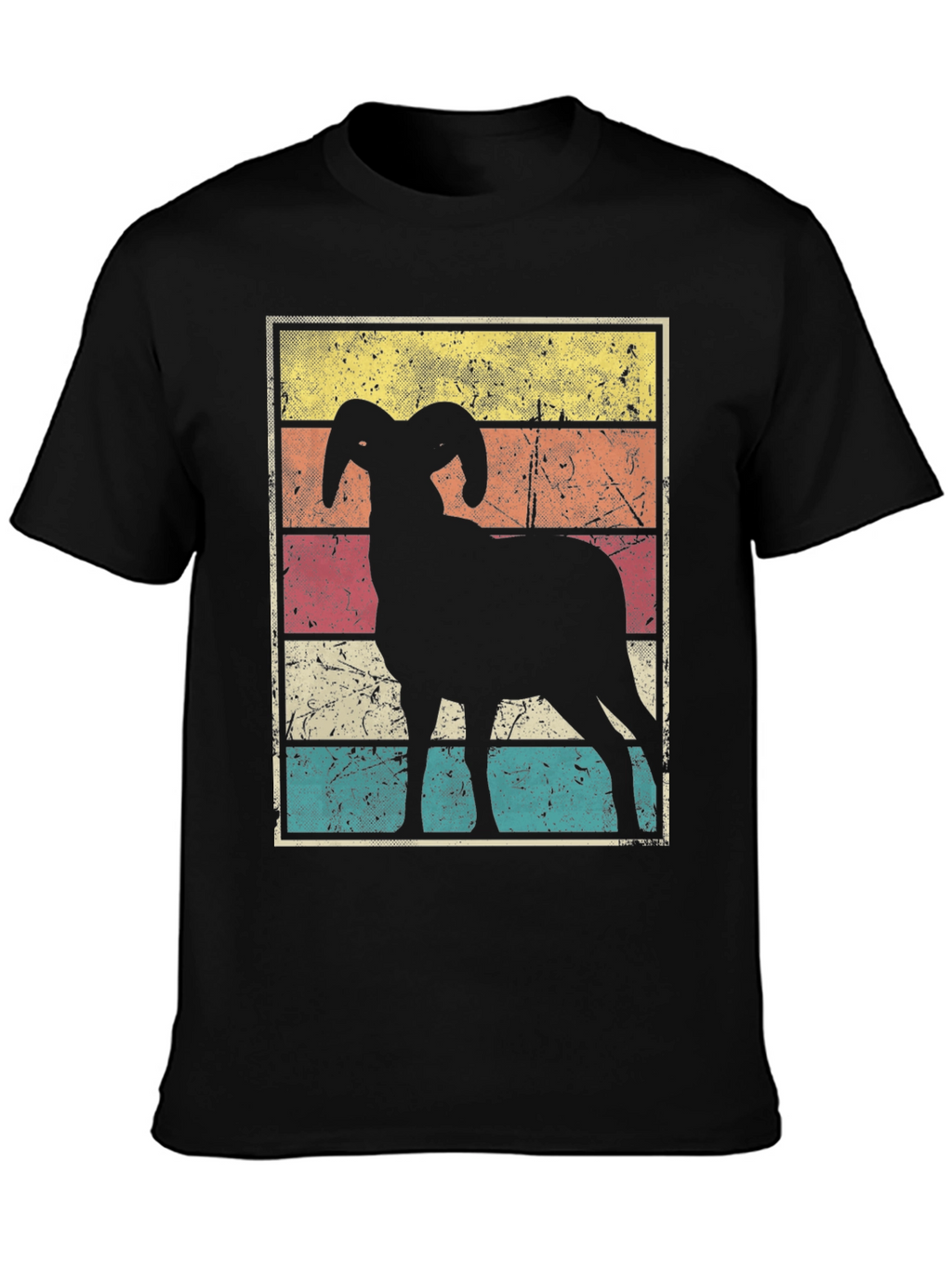 Retro Ram Graphic Tee - Black Cotton Blend