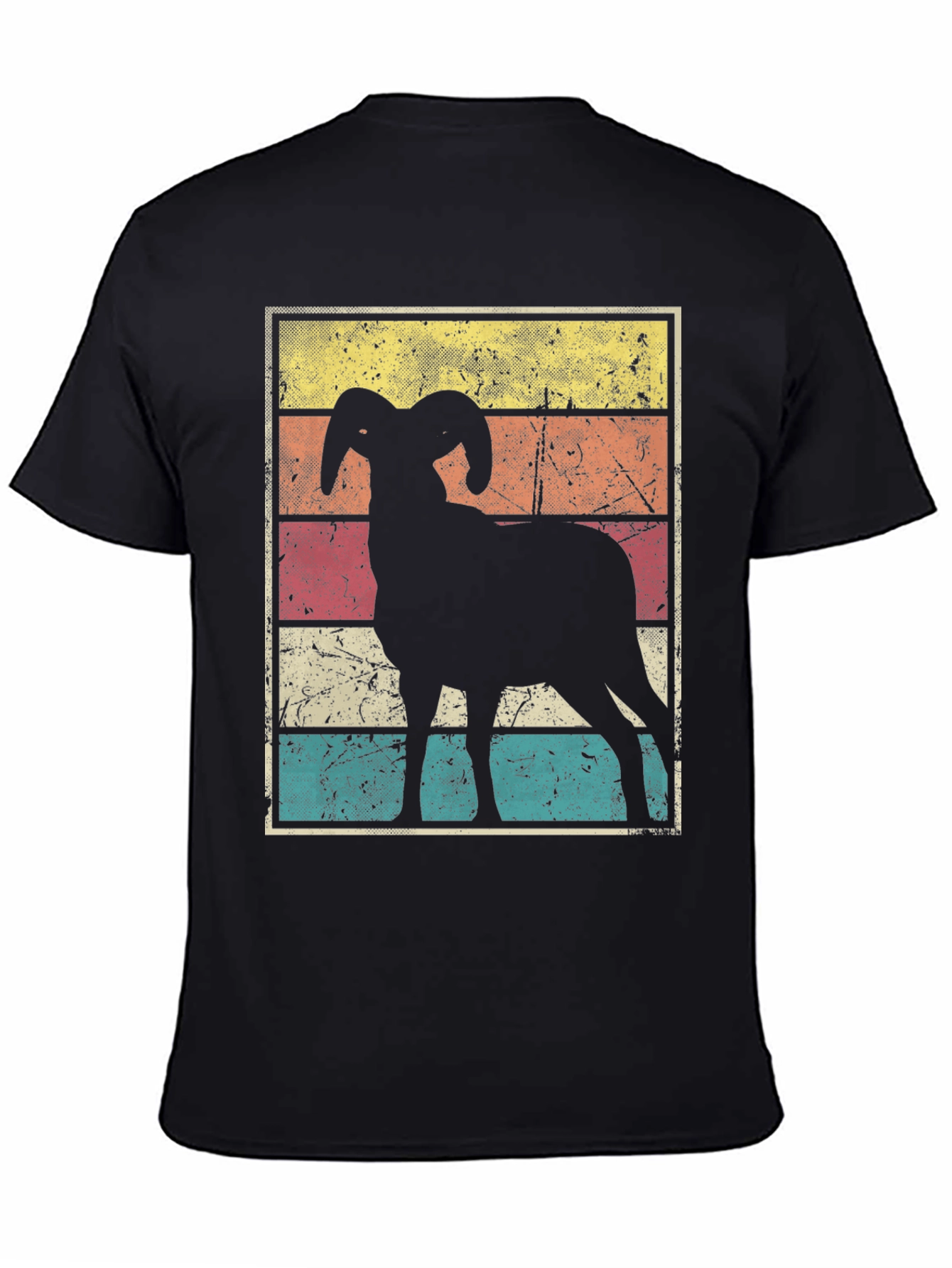 Retro Ram Graphic Tee - Black Cotton Blend