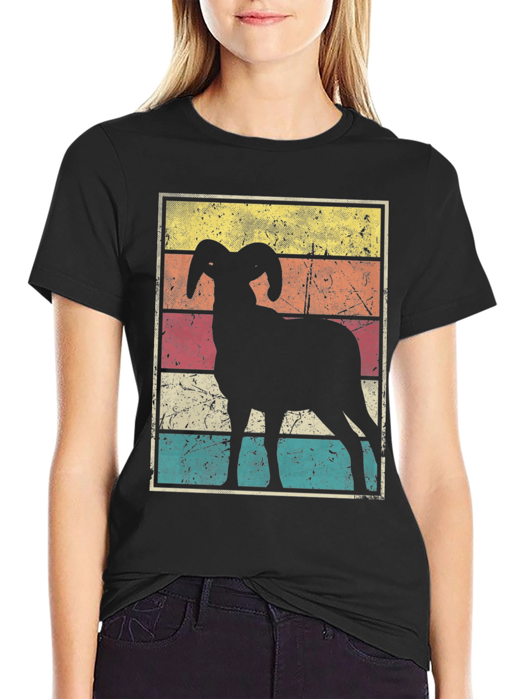 Retro Ram Graphic Tee - Black Cotton Blend