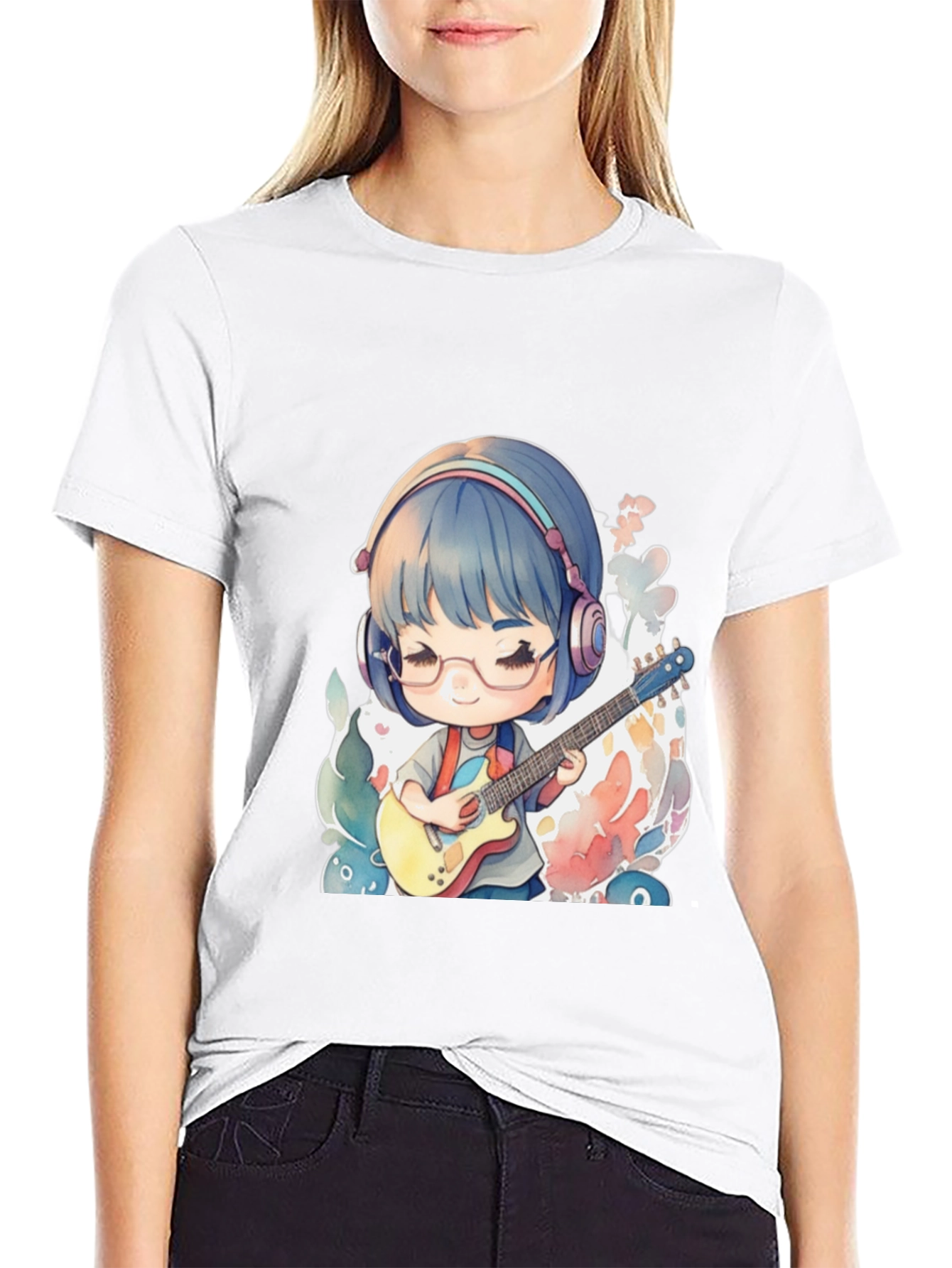 Anime Girl Guitarist Graphic T-Shirt