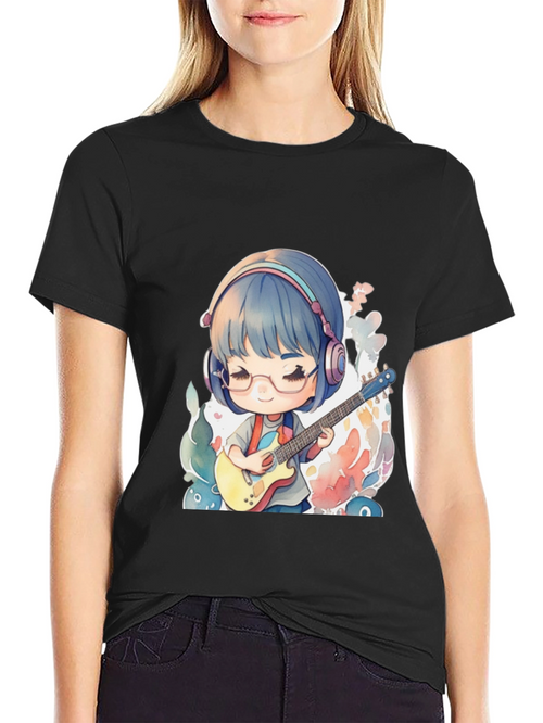 Anime Girl Guitarist Graphic T-Shirt