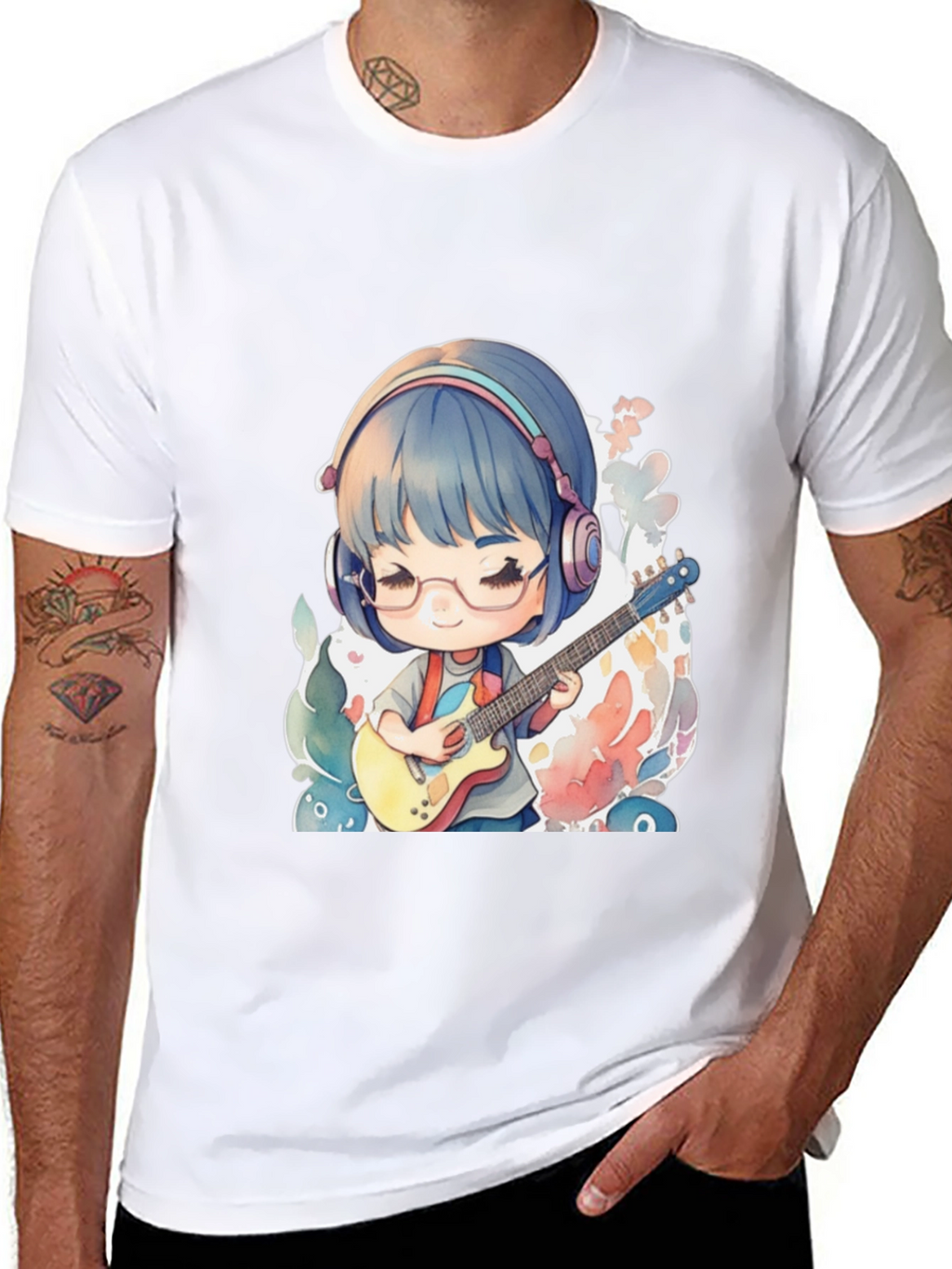 Anime Girl Guitarist Graphic T-Shirt