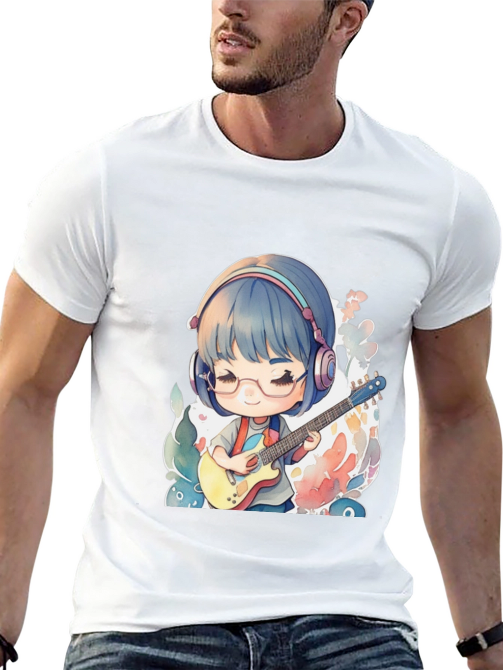 Anime Girl Guitarist Graphic T-Shirt