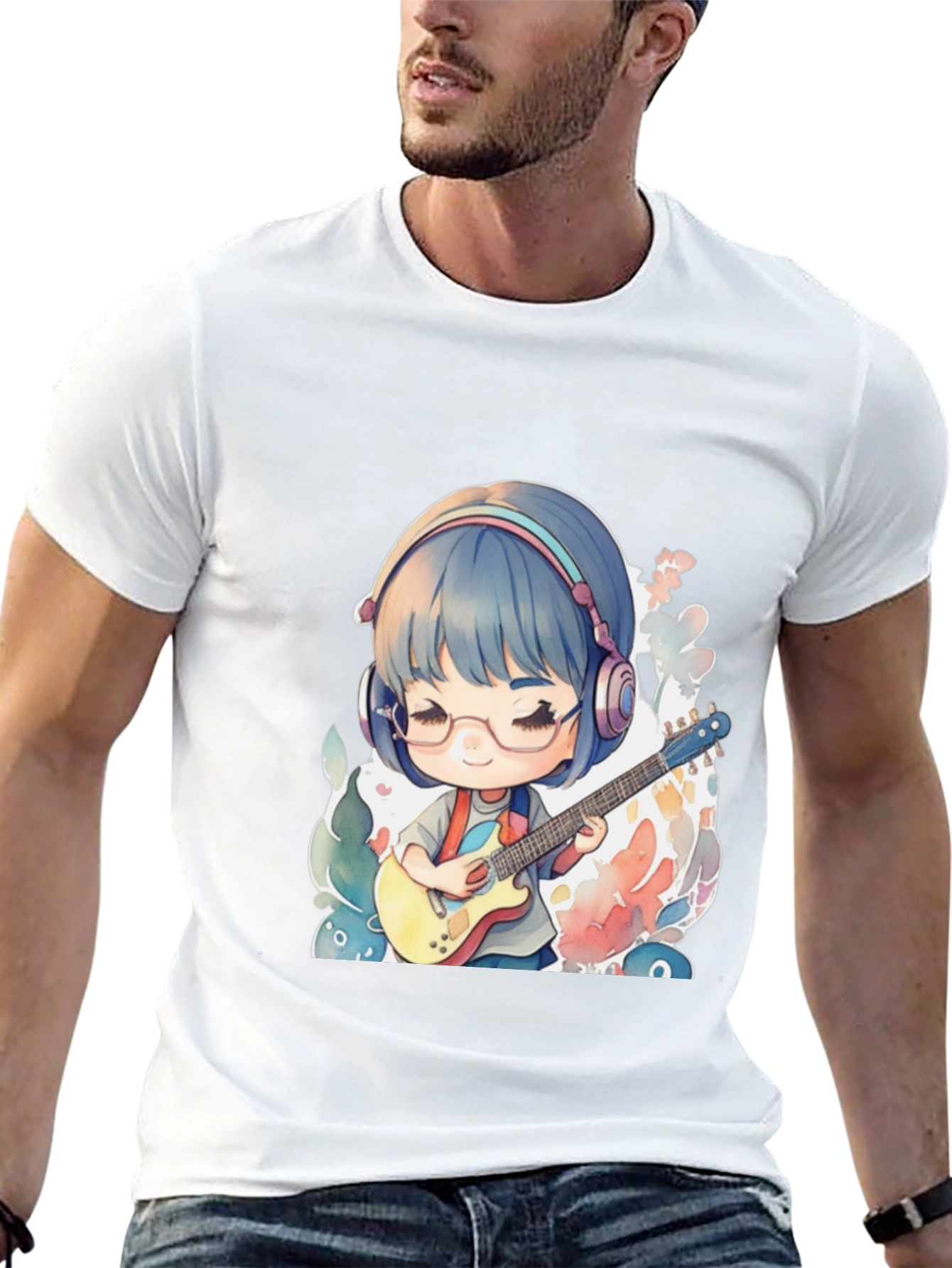 Anime Girl Guitarist Graphic T-Shirt