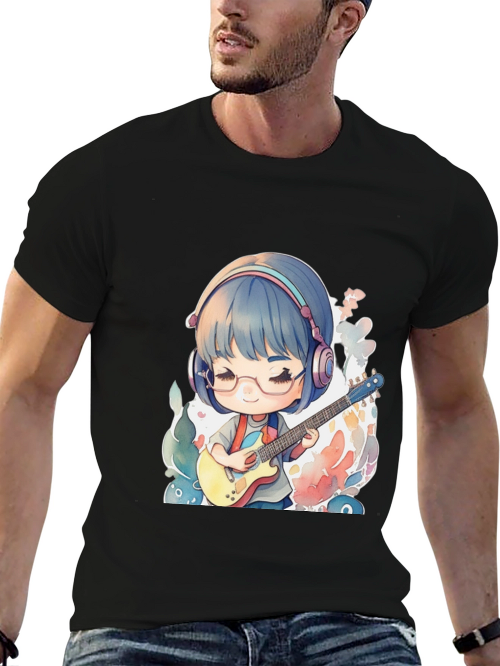 Anime Girl Guitarist Graphic T-Shirt