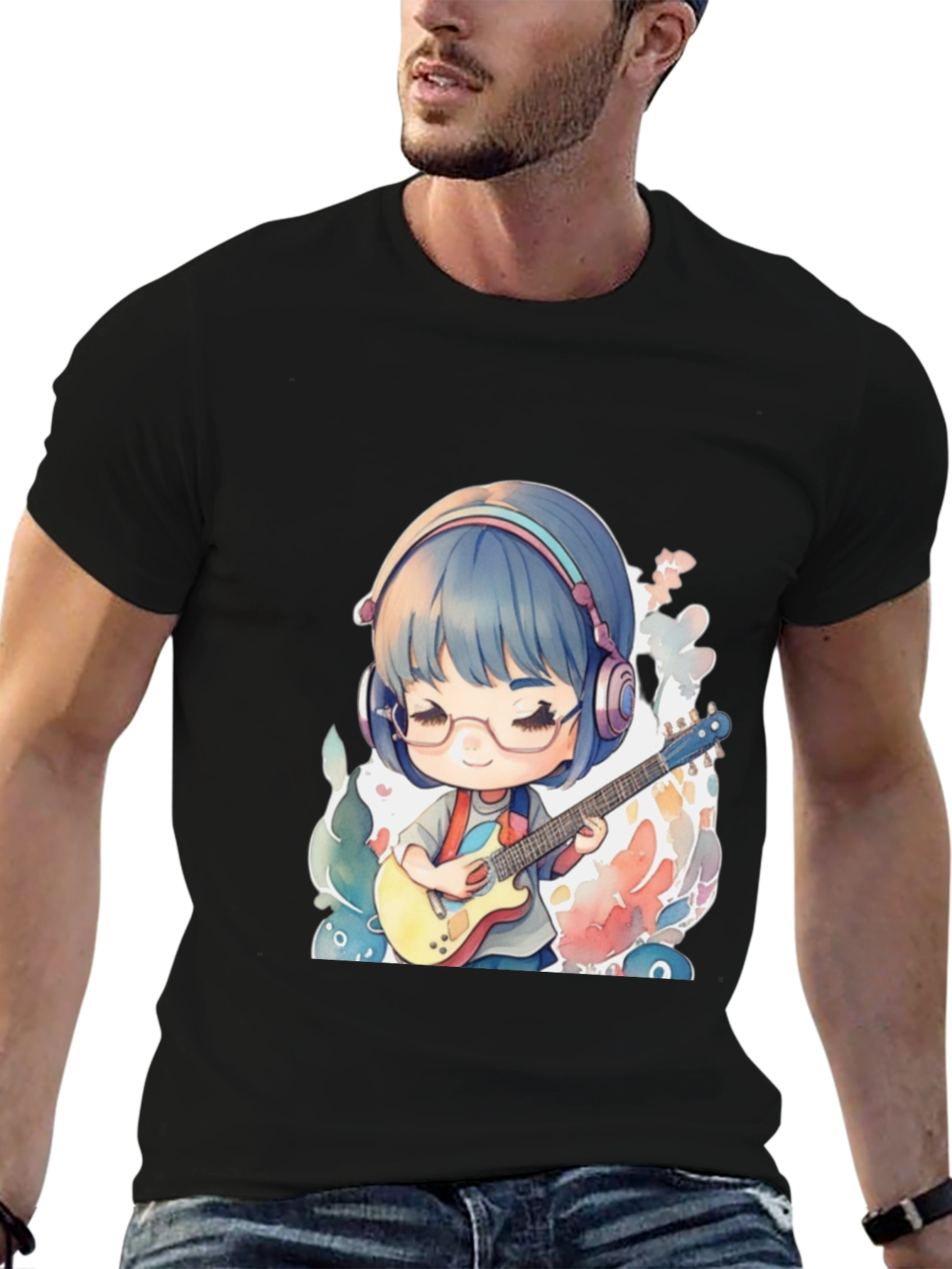 Anime Girl Guitarist Graphic T-Shirt