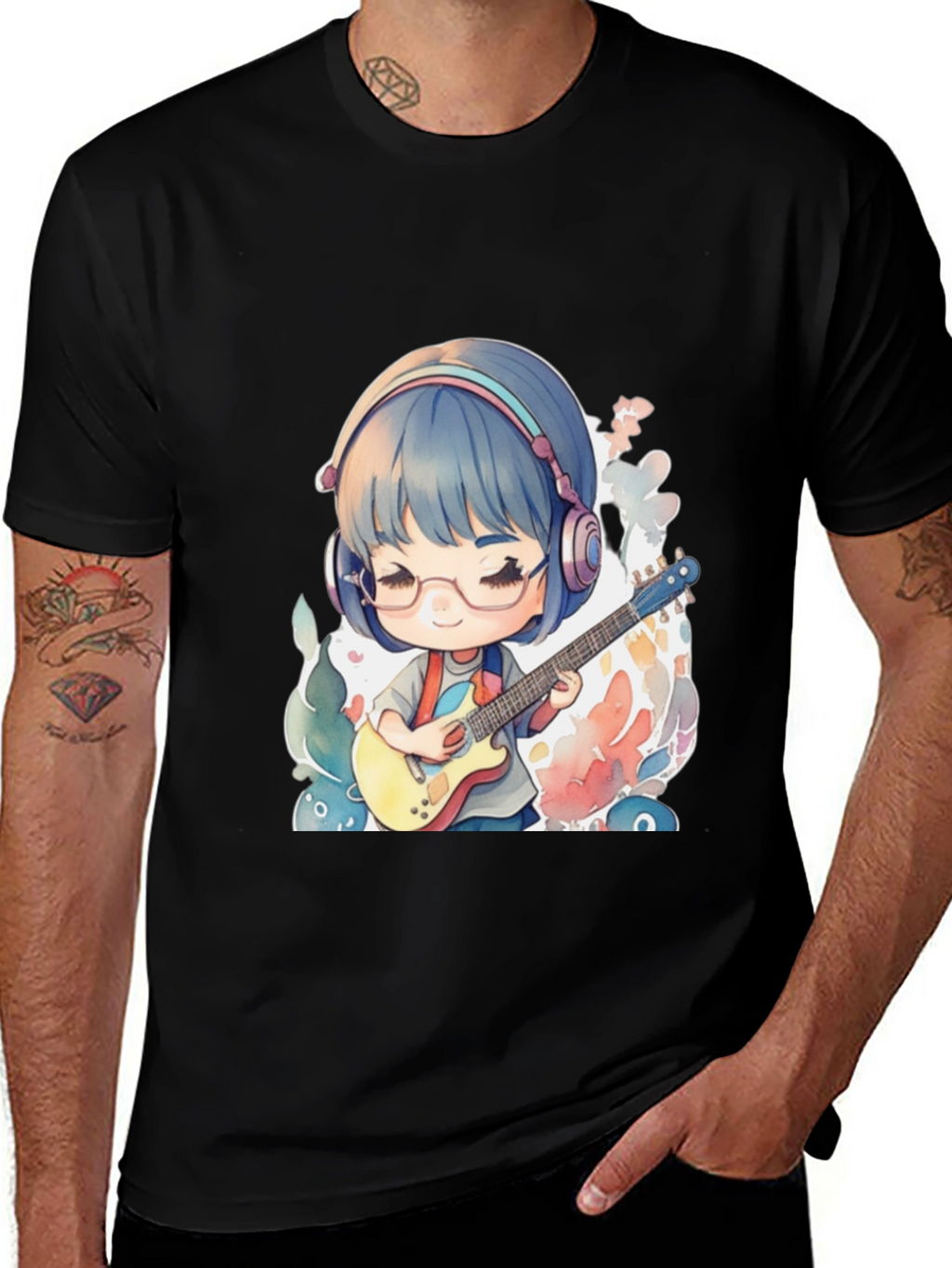 Anime Girl Guitarist Graphic T-Shirt