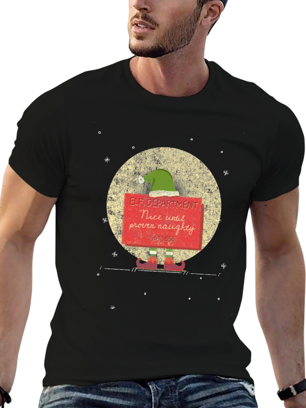 Elf Department Nice Until Proven Naughty Graphic Tee