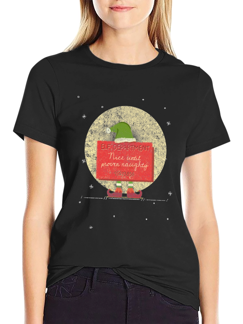 Elf Department Nice Until Proven Naughty Graphic Tee