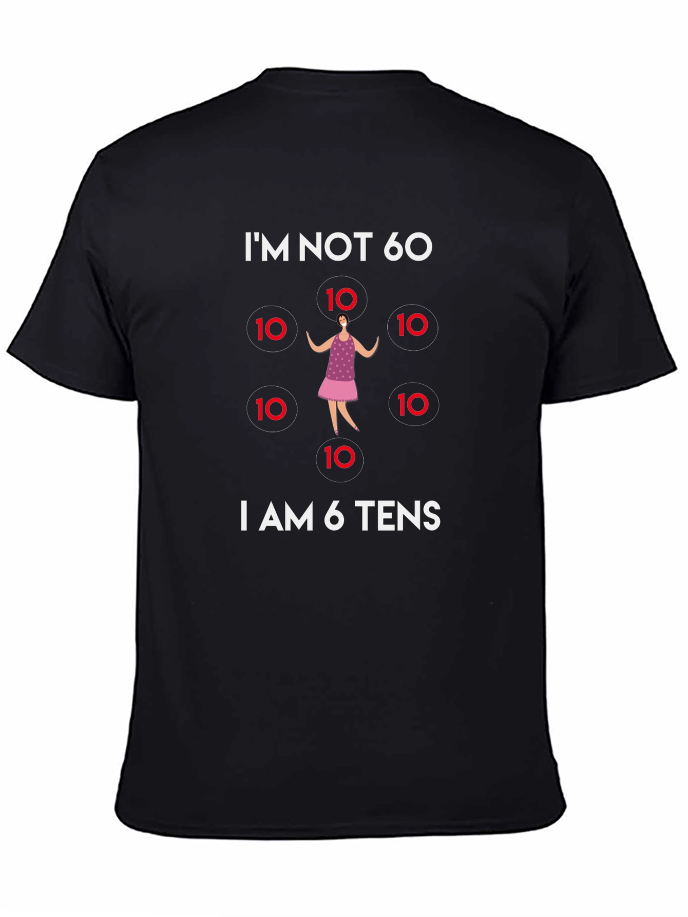 60th Birthday T-Shirt - Im Not 60 Im 6 Tens