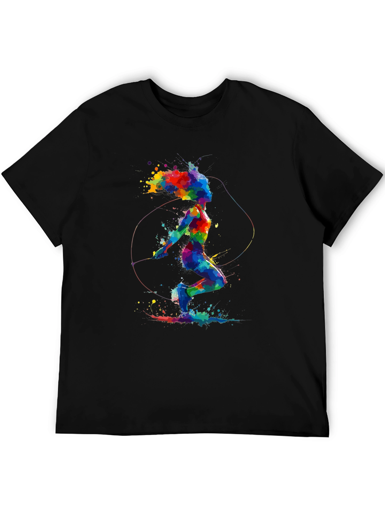 Abstract Jump Rope T-Shirt: Colorful Athlete Design