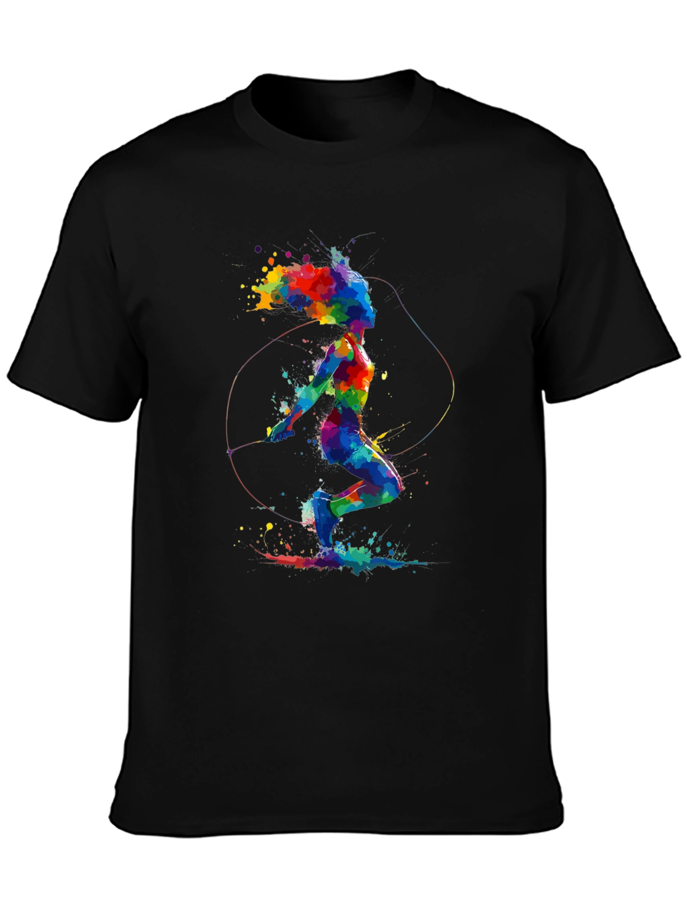 Abstract Jump Rope T-Shirt: Colorful Athlete Design