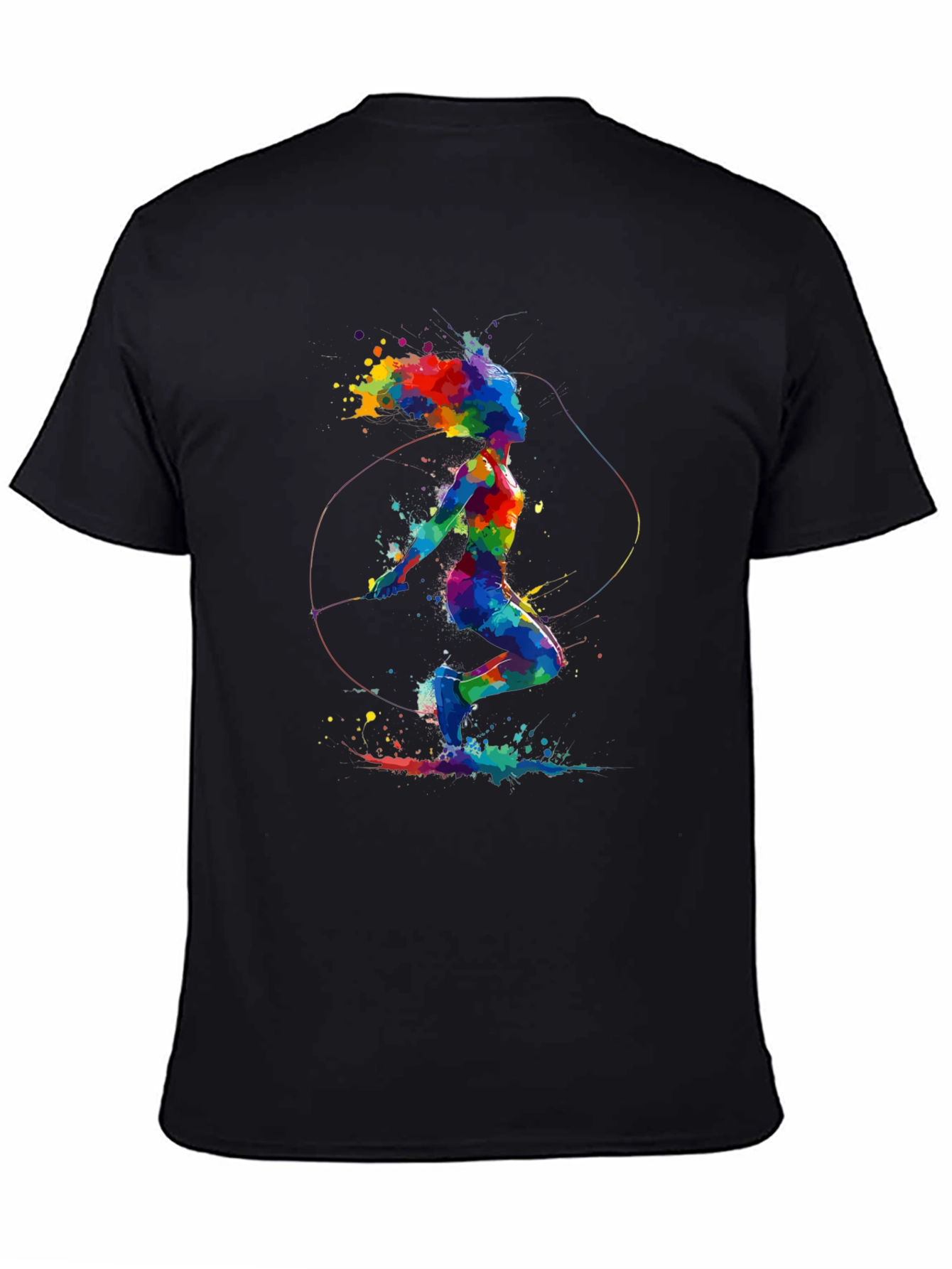 Abstract Jump Rope T-Shirt: Colorful Athlete Design