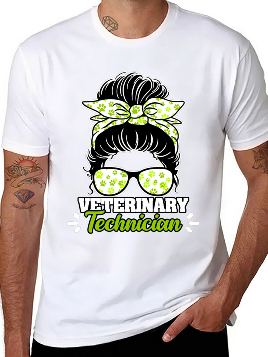 Veterinary Technician Messy Bun T-Shirt