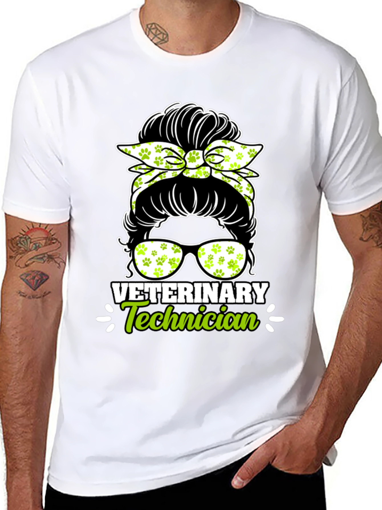 Veterinary Technician Messy Bun T-Shirt