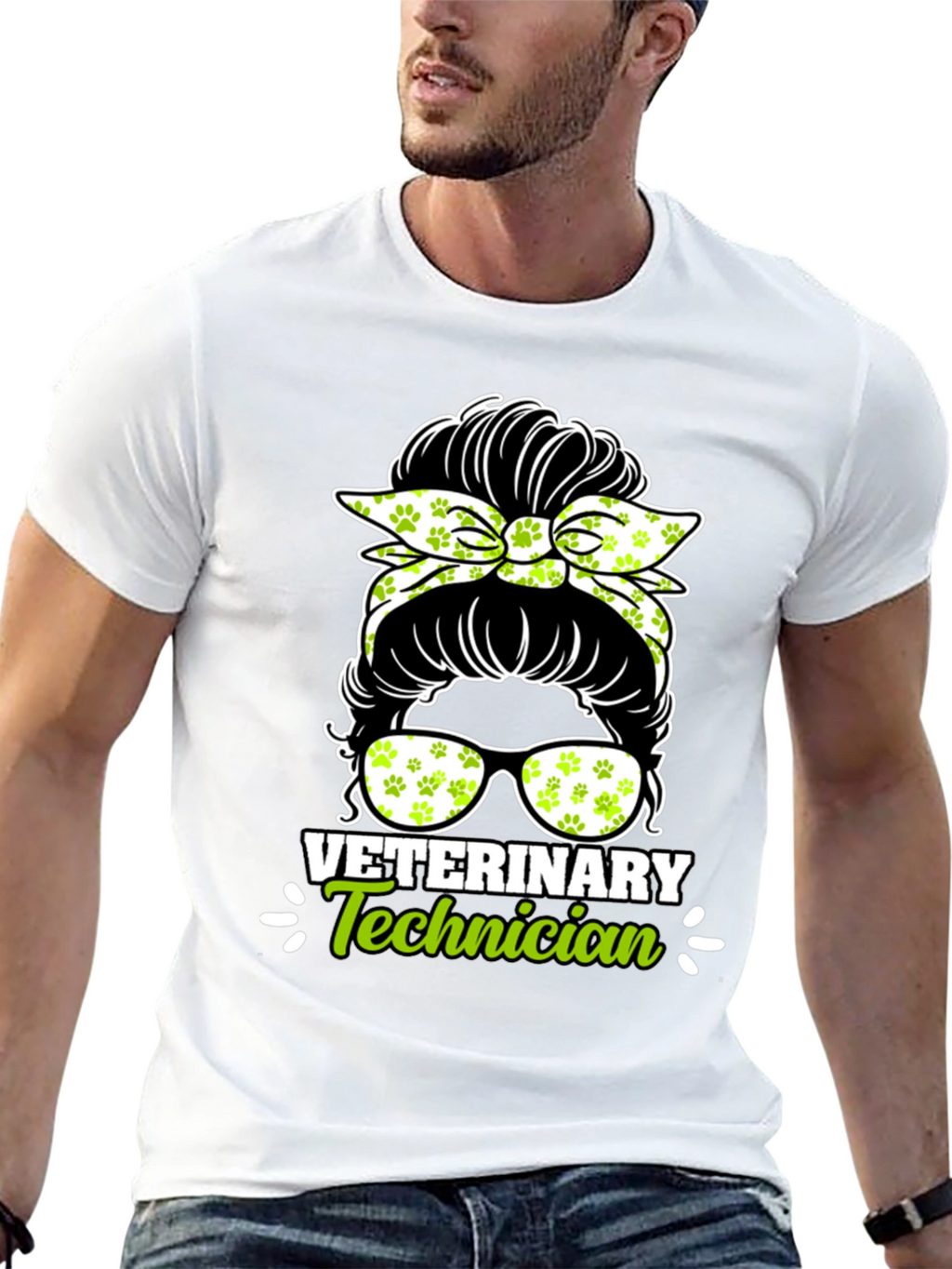 Veterinary Technician Messy Bun T-Shirt