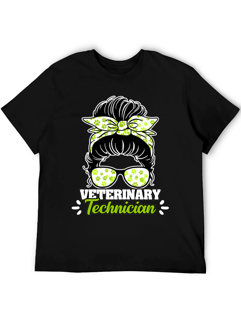 Veterinary Technician Messy Bun T-Shirt