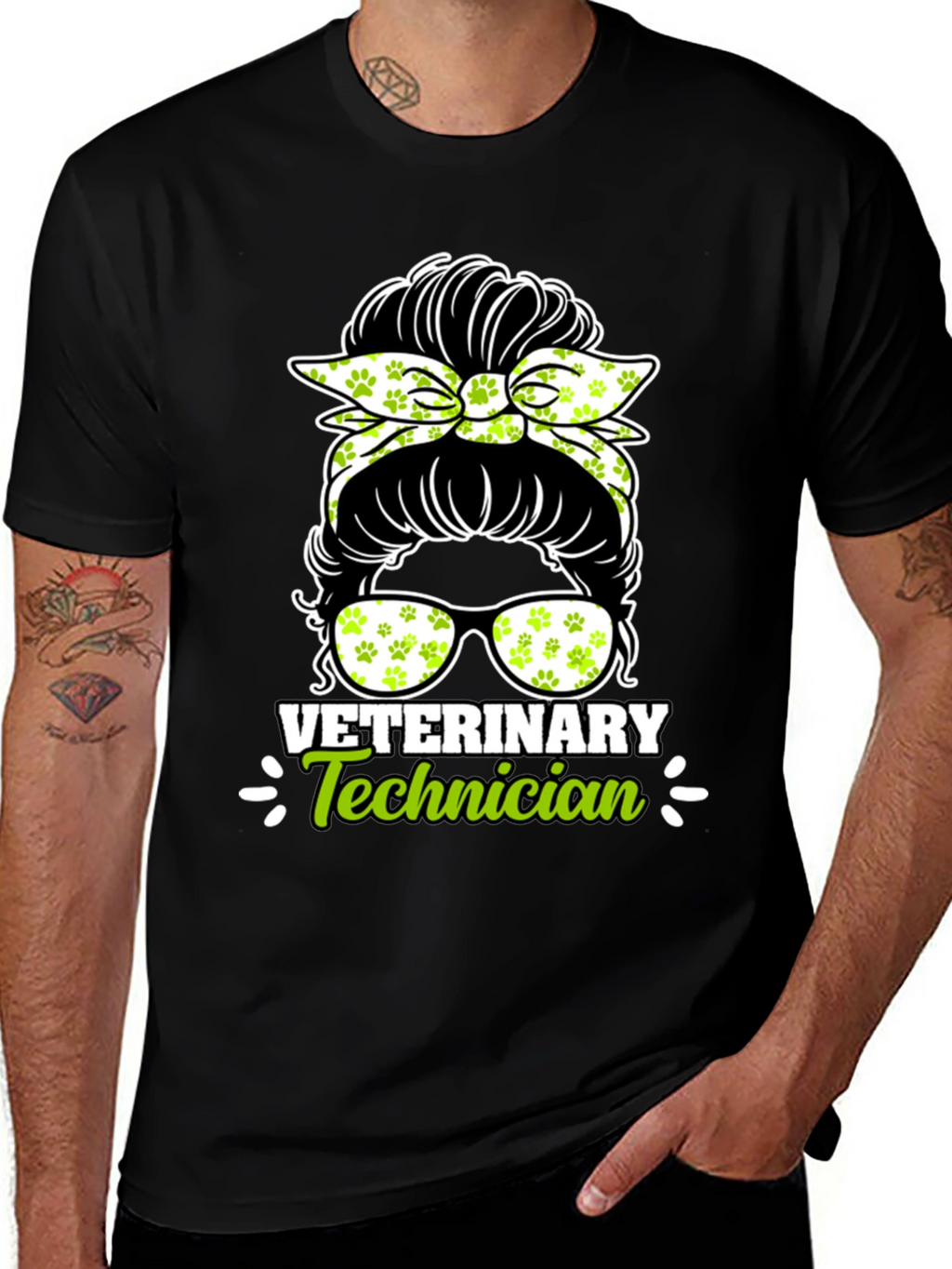 Veterinary Technician Messy Bun T-Shirt