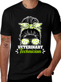 Veterinary Technician Messy Bun T-Shirt
