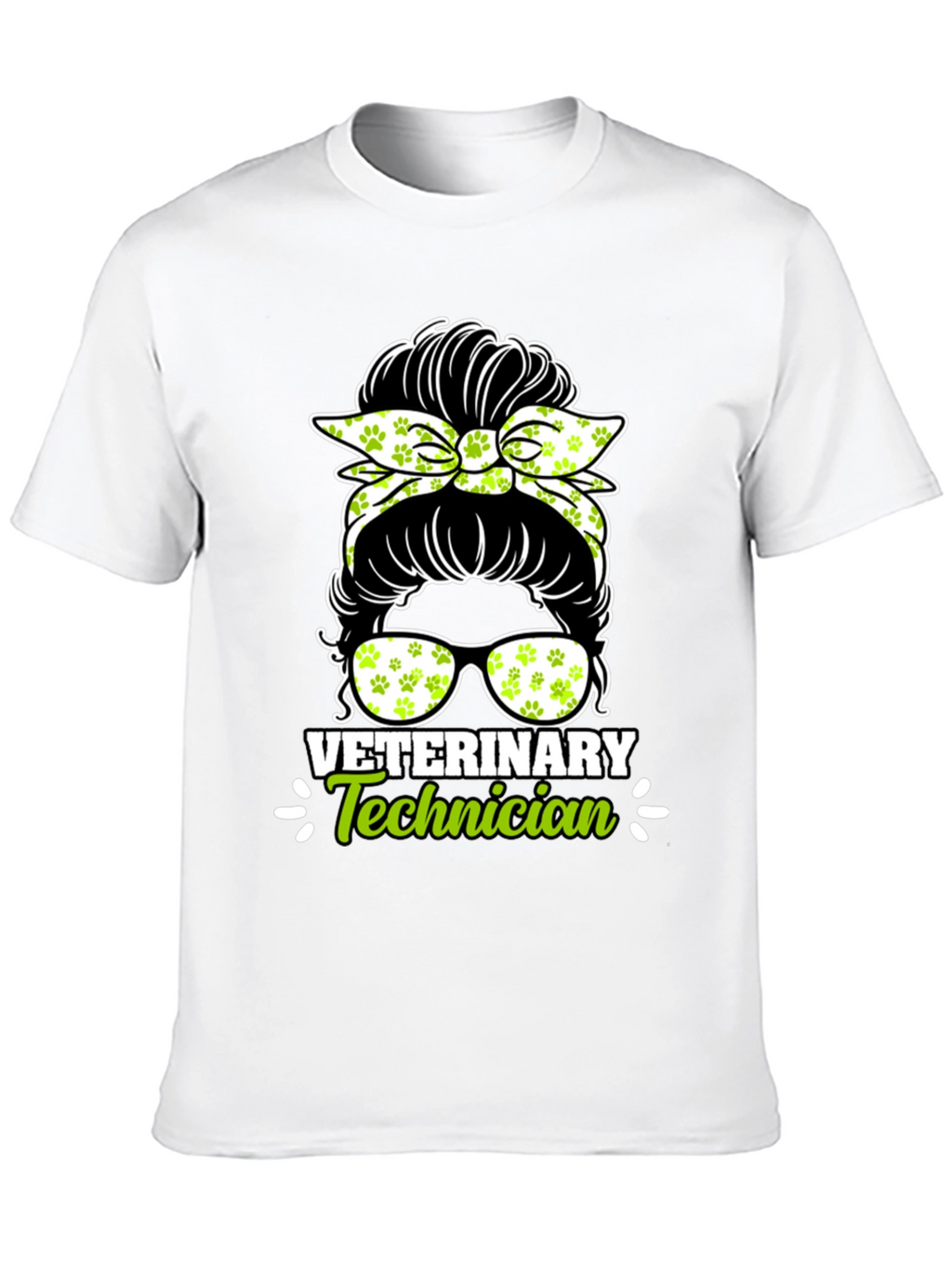 Veterinary Technician Messy Bun T-Shirt