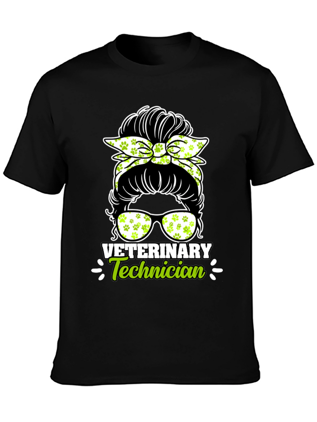 Veterinary Technician Messy Bun T-Shirt