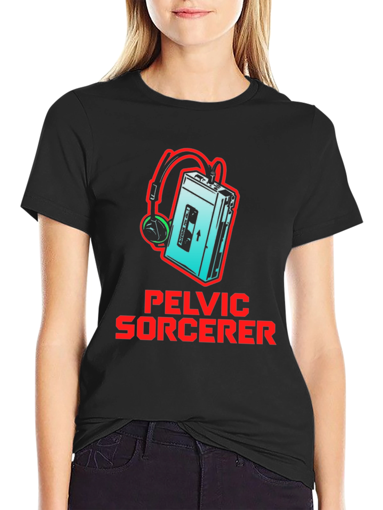 Retro Pelvic Sorcerer T-Shirt - Cassette Player Design