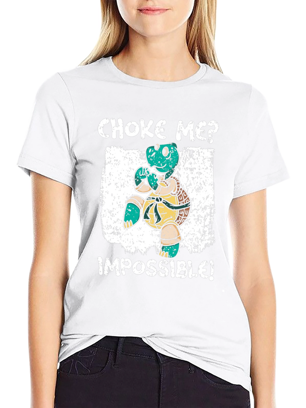 Choke Me? Impossible! Turtle Graphic T-Shirt