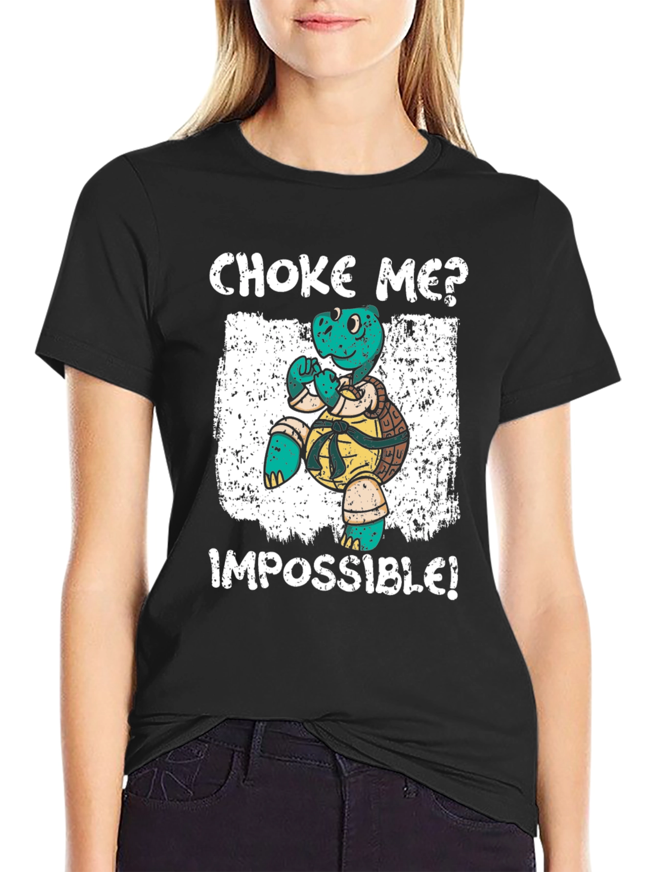 Choke Me? Impossible! Turtle Graphic T-Shirt