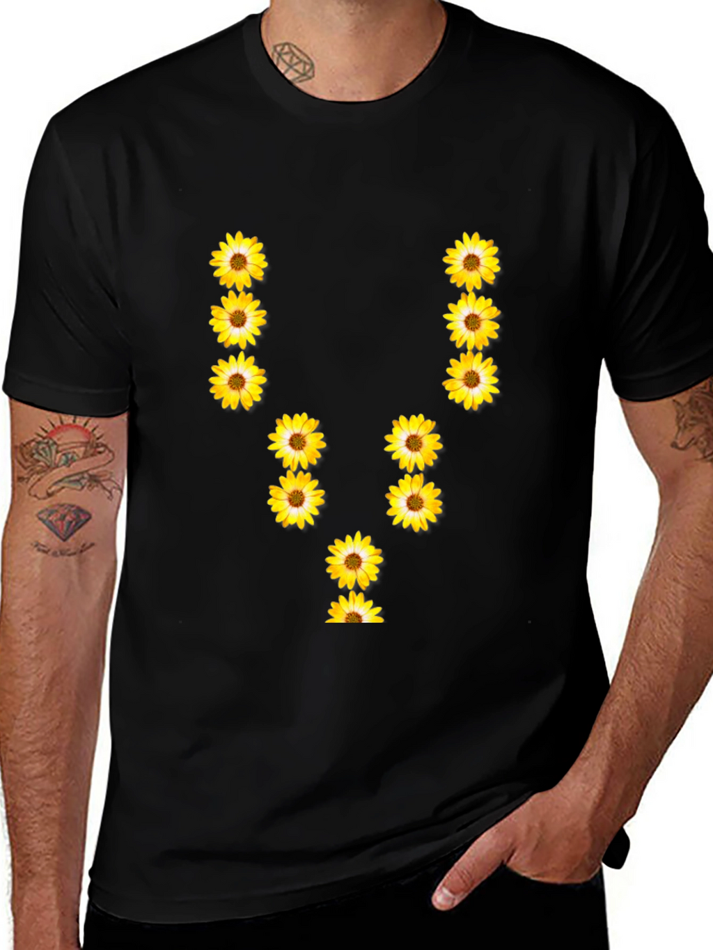 Sunflower U Letter Black T-Shirt