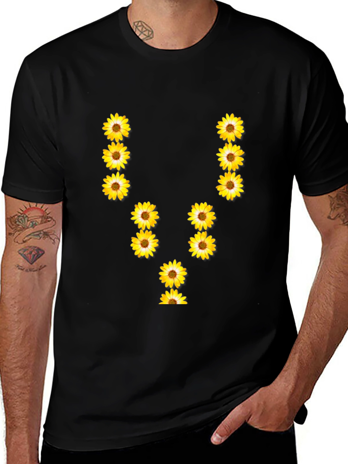 Sunflower U Letter Black T-Shirt