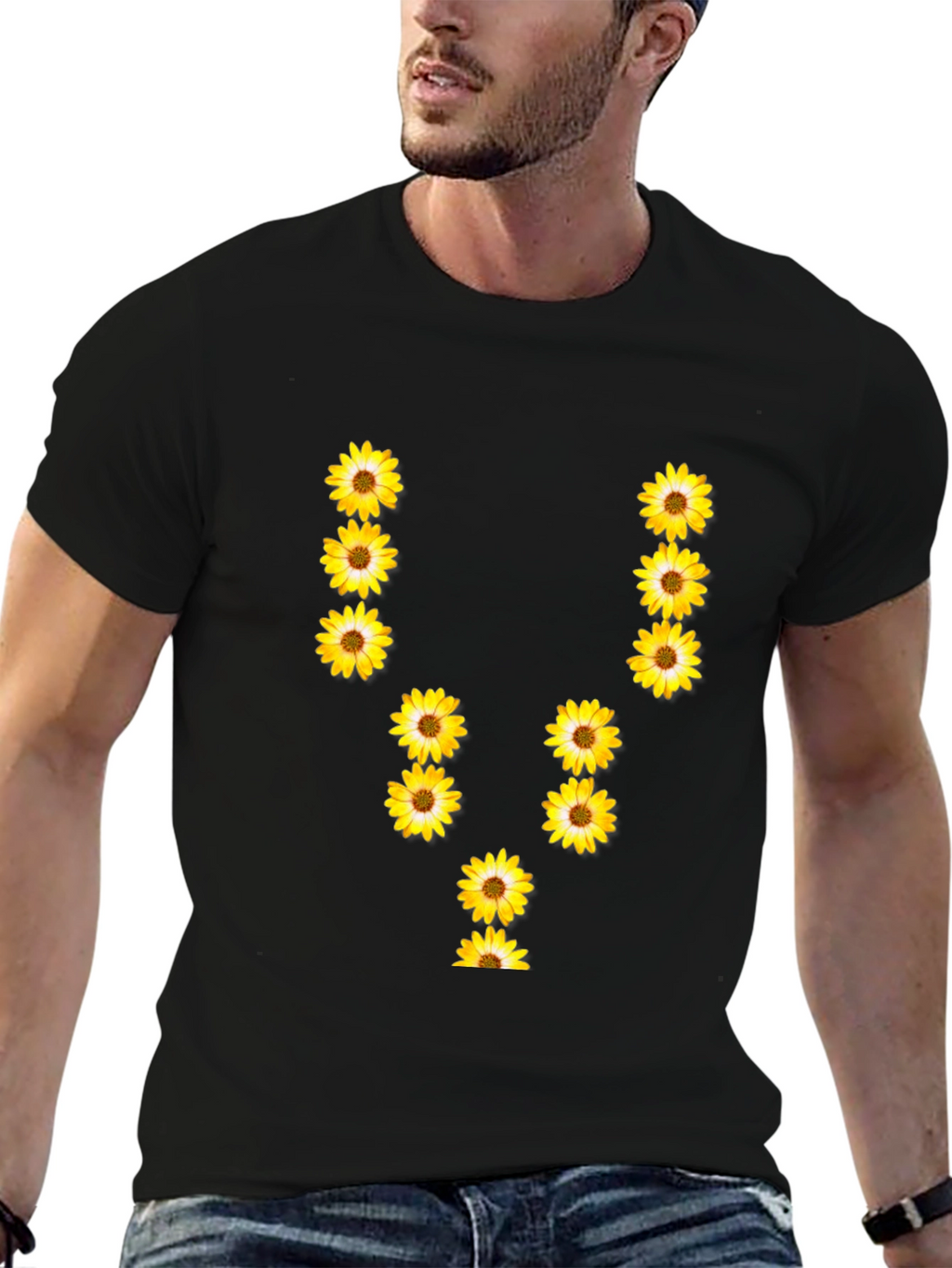 Sunflower U Letter Black T-Shirt