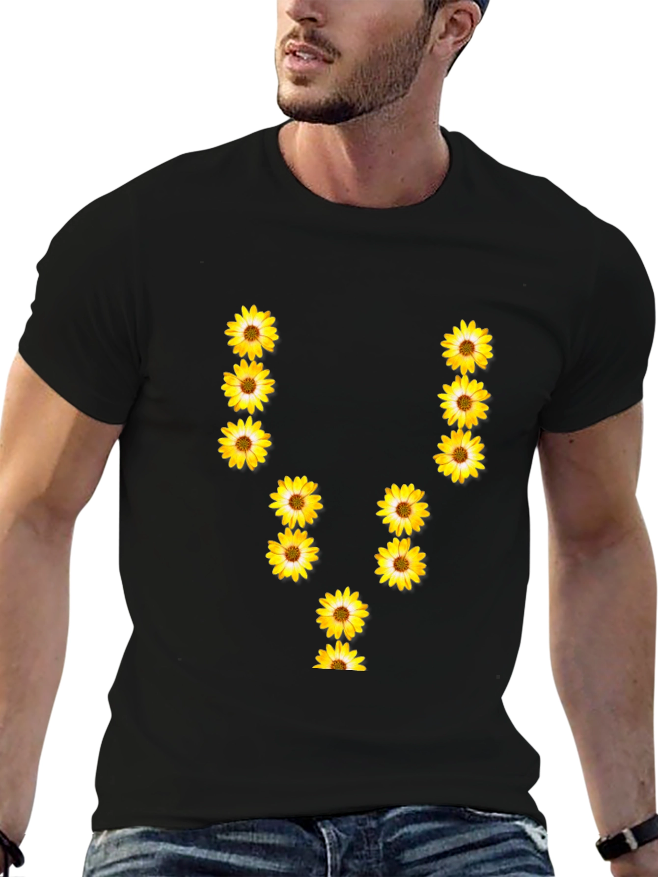 Sunflower U Letter Black T-Shirt