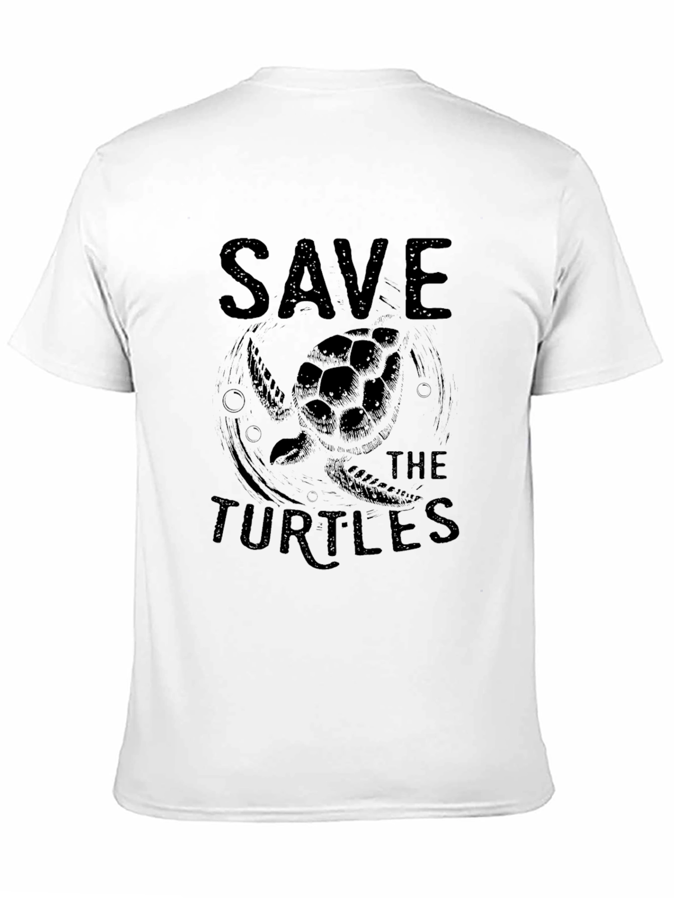 Save the Turtles Graphic Tee - Black Cotton T-Shirt