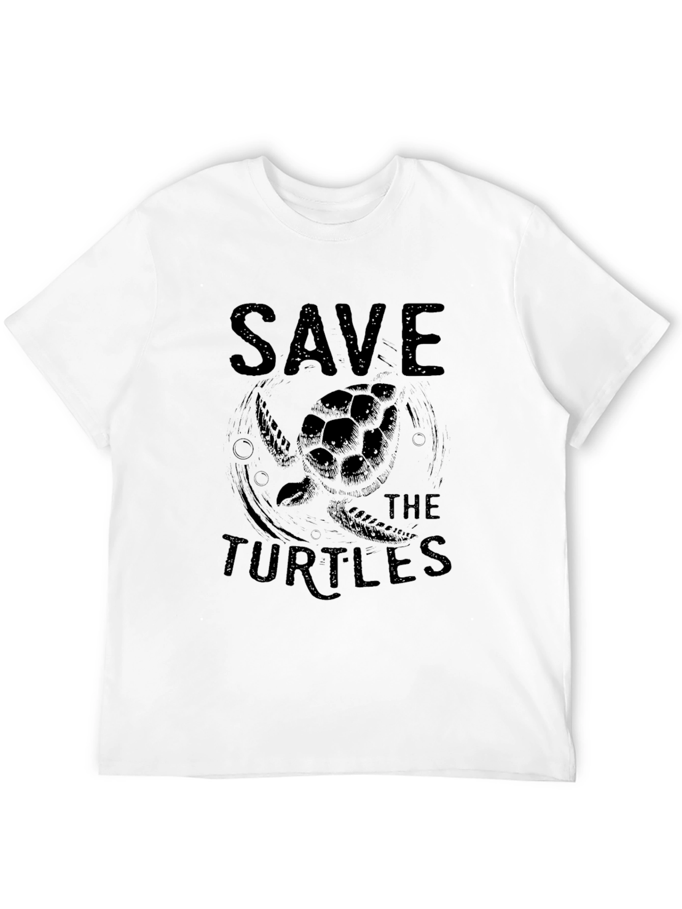 Save the Turtles Graphic Tee - Black Cotton T-Shirt