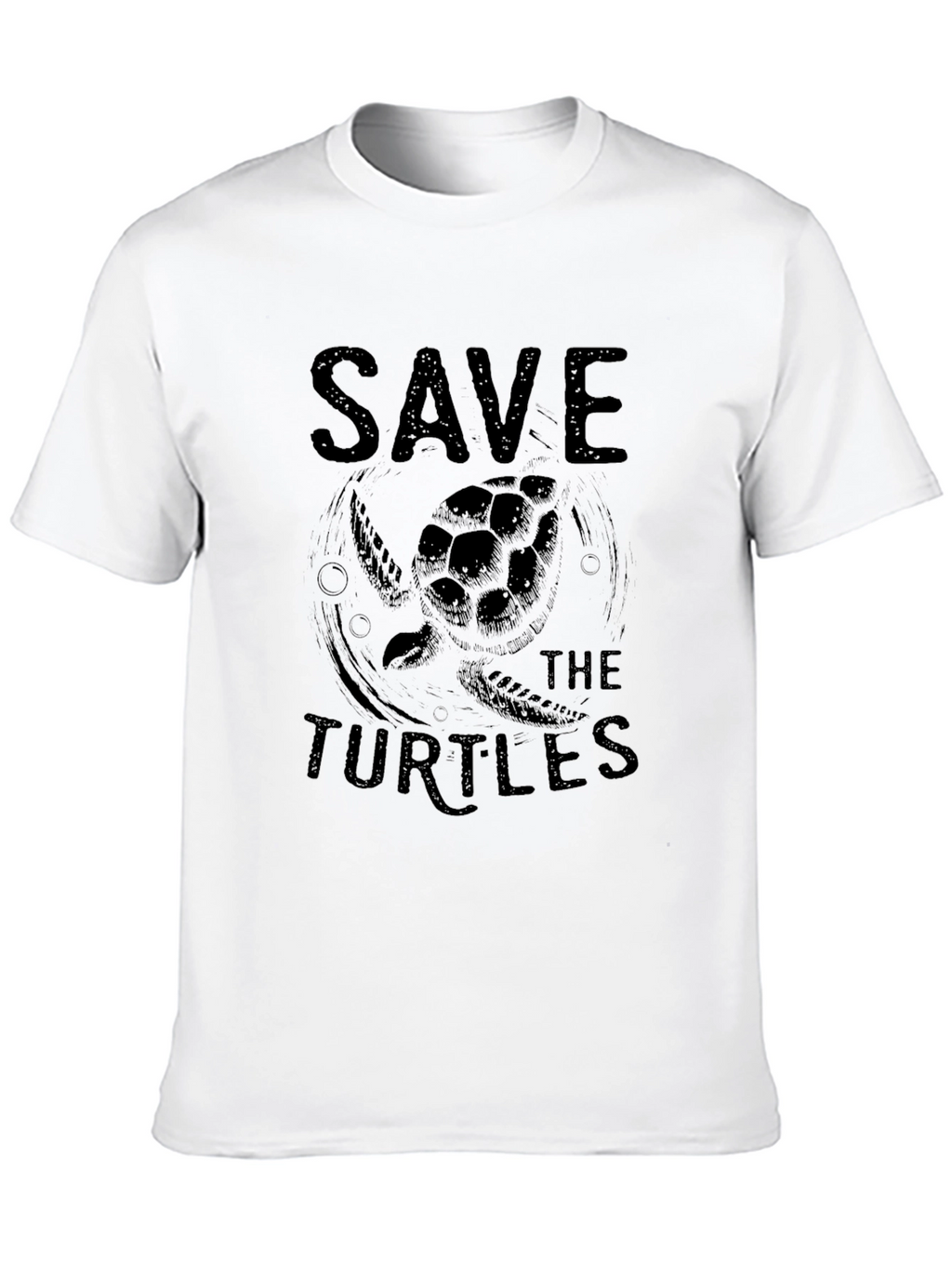 Save the Turtles Graphic Tee - Black Cotton T-Shirt