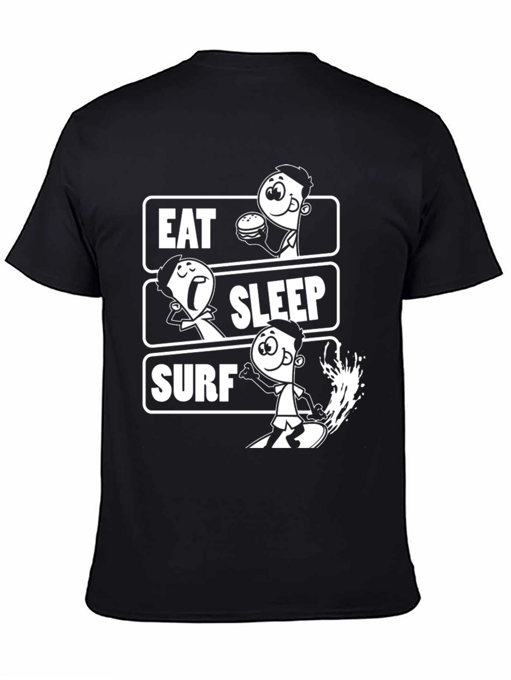 Eat Sleep Surf Black Graphic T-Shirt