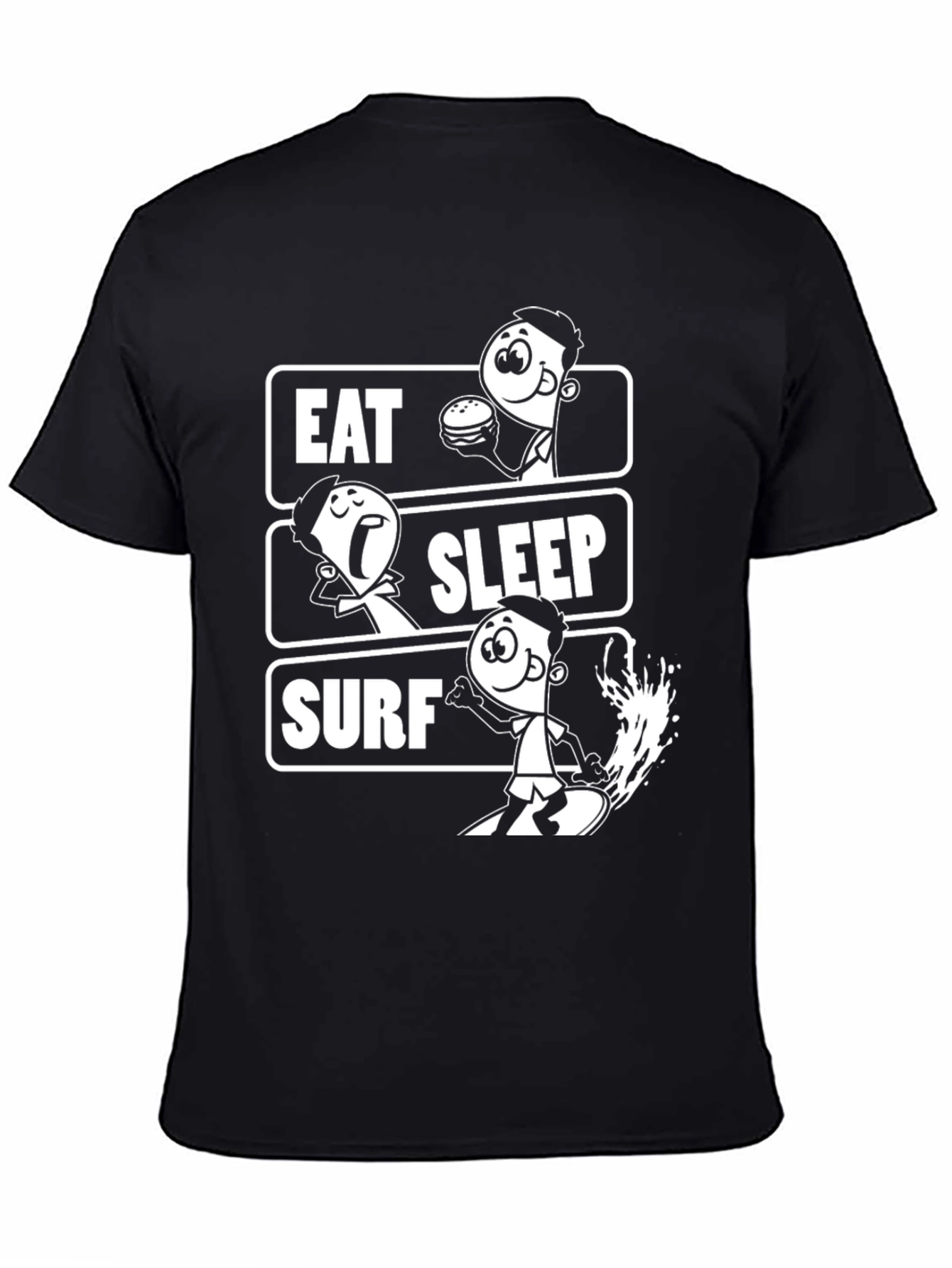 Eat Sleep Surf Black Graphic T-Shirt